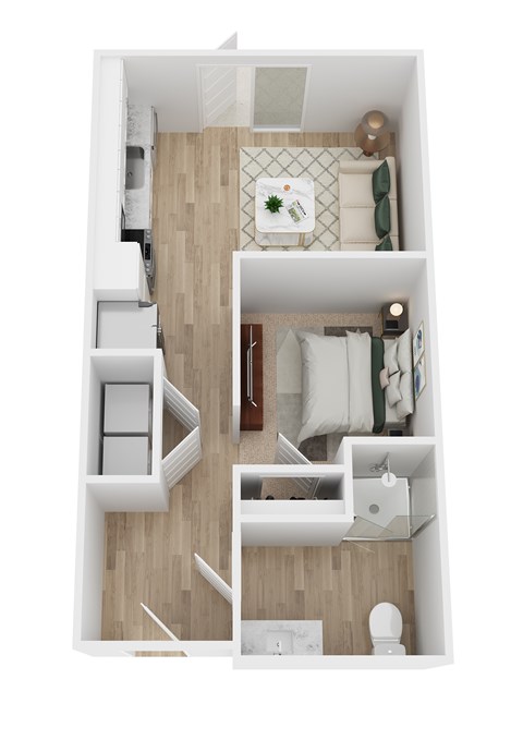 Floor plan for studio, 1 bath, 495 sqft